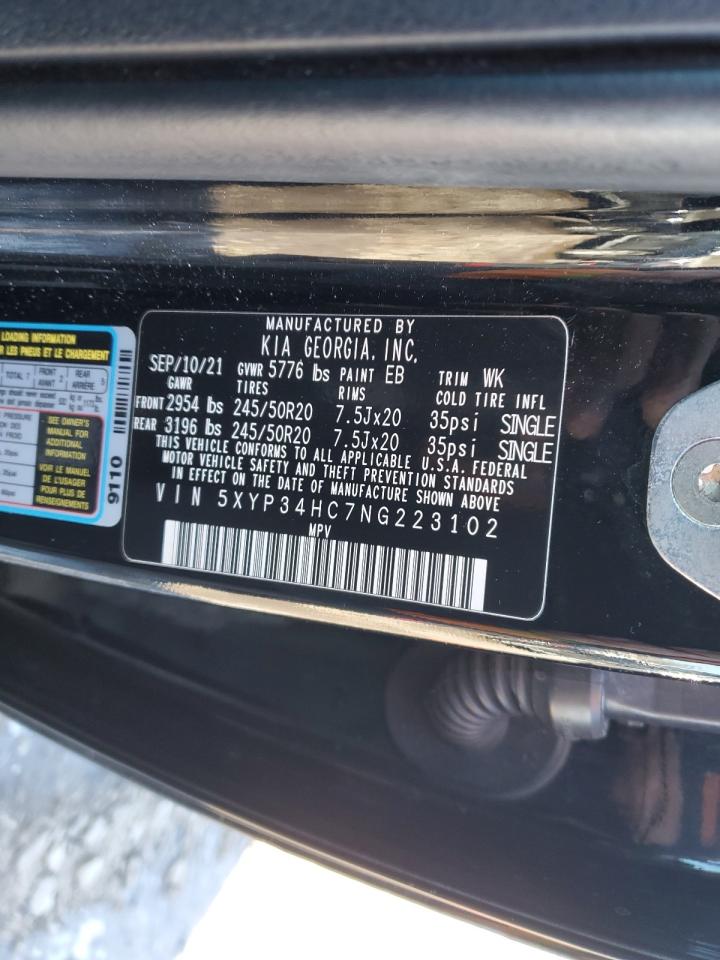 2022 KIA Telluride VIN 5XYP34HC7NG223102 Copart auction photo, front end / side damage thumbnail 14
