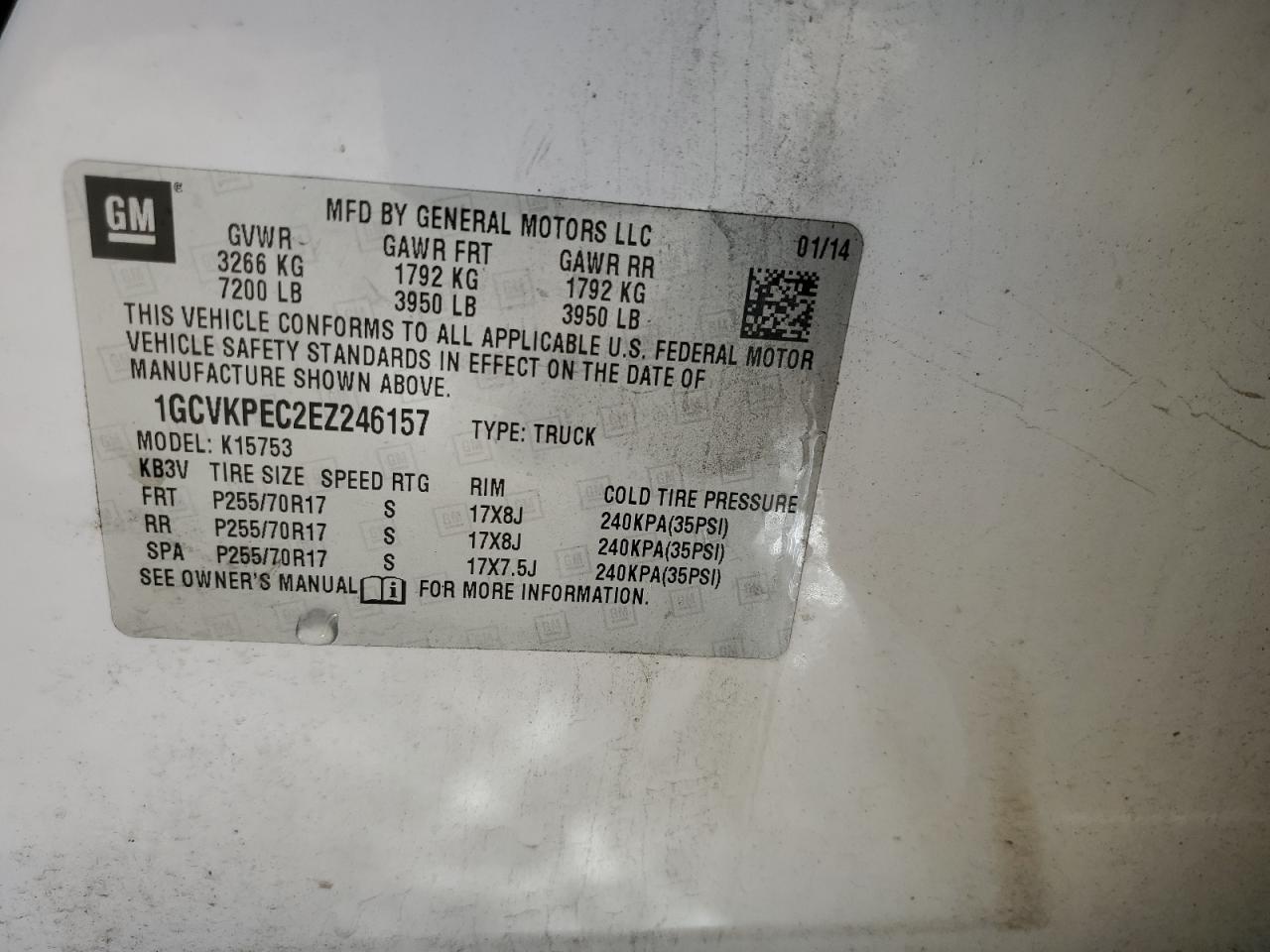 2014 Chevrolet Silverado VIN 1GCVKPEC2EZ246157 Copart auction photo, front end / side damage thumbnail 12