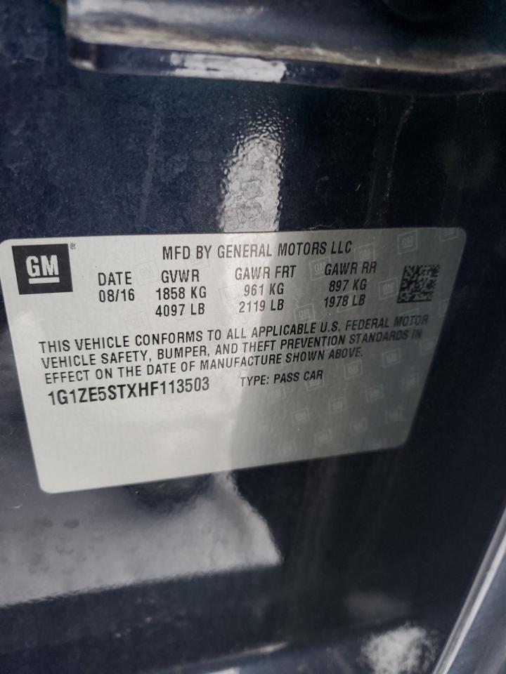 2017 Chevrolet Malibu VIN 1G1ZE5STXHF113503 Copart auction photo, side damage thumbnail 12