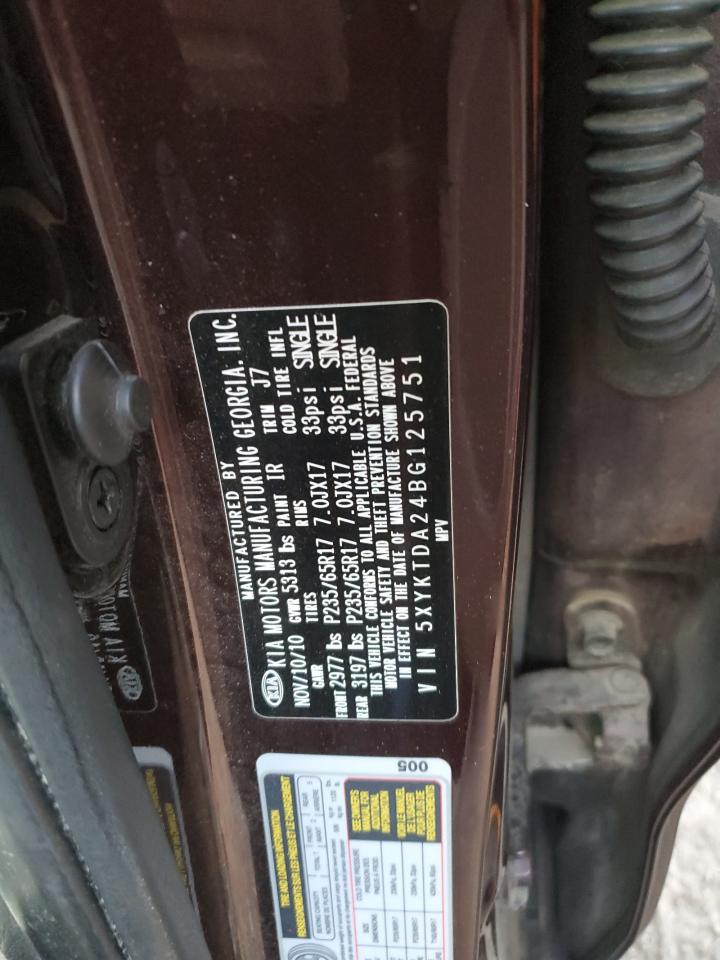 2011 KIA Sorento VIN 5XYKTDA24BG125751 Copart auction photo, side damage thumbnail 12
