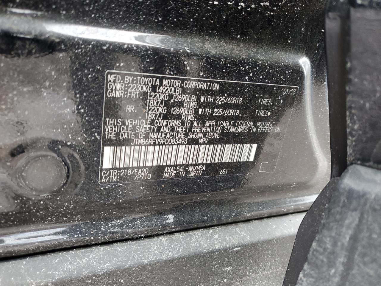 2023 Toyota RAV 4 VIN JTMB6RFV9PD083493 Copart auction photo, front end damage thumbnail 16