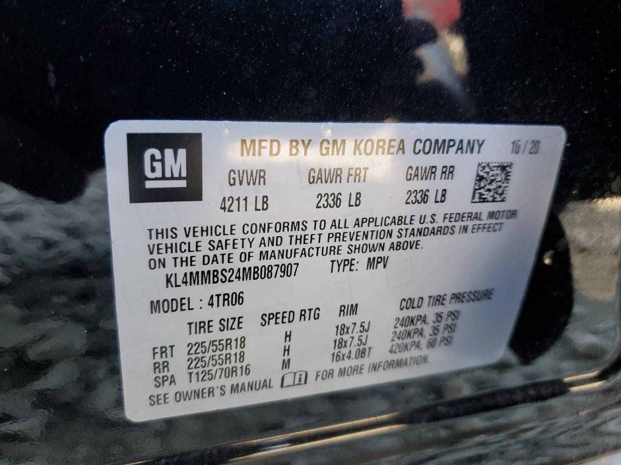 2021 Buick Encore VIN KL4MMBS24MB087907 Copart auction photo, rear end / side damage thumbnail 15