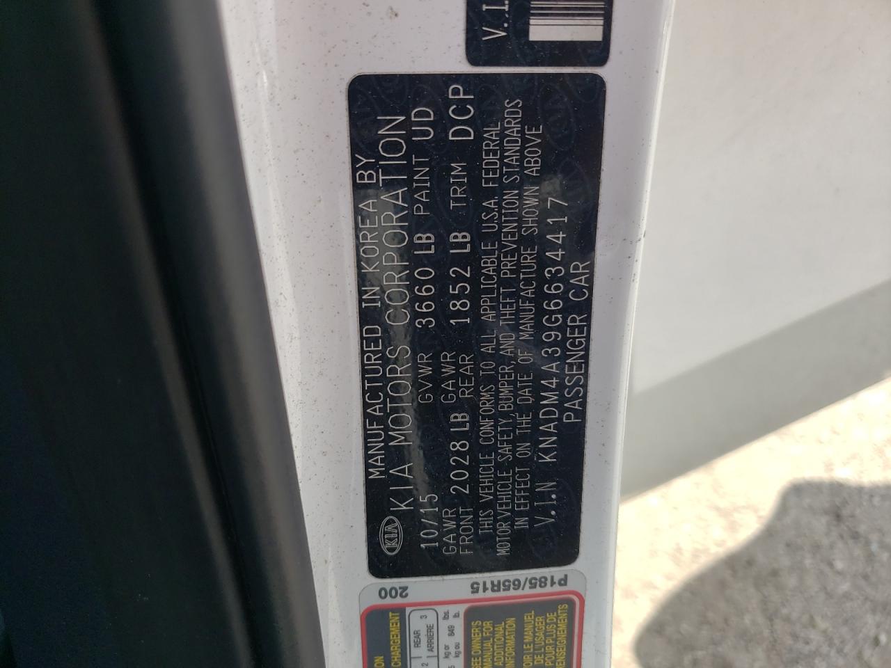 2016 KIA Rio VIN KNADM4A39G6634417 Copart auction photo, minor dent/scratches damage thumbnail 12
