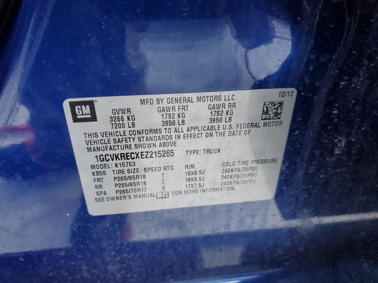 2014 Chevrolet Silverado VIN 1GCVKRECXEZ215265 Copart auction photo, front end damage thumbnail 12