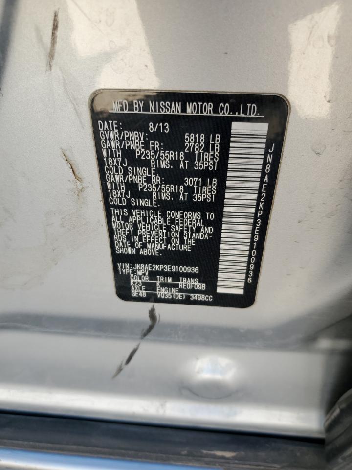 2014 Nissan Quest VIN JN8AE2KP3E9100936 Copart auction photo, front end damage thumbnail 14