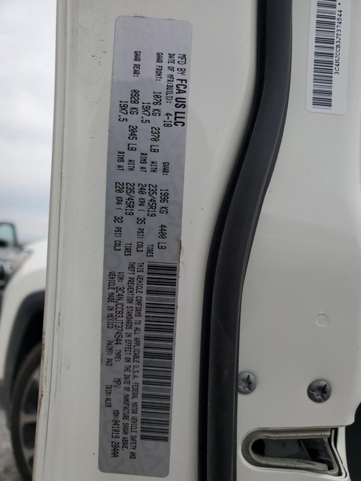 2018 Jeep Compass VIN 3C4NJCCB3JT374544 Copart auction photo, rear end damage thumbnail 12