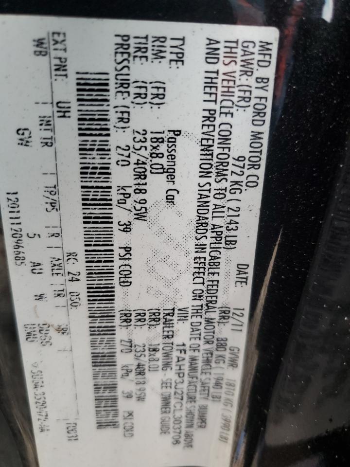 2012 Ford Focus VIN 1FAHP3J27CL303706 Copart auction photo, rear end / minor dent/scratches damage thumbnail 12