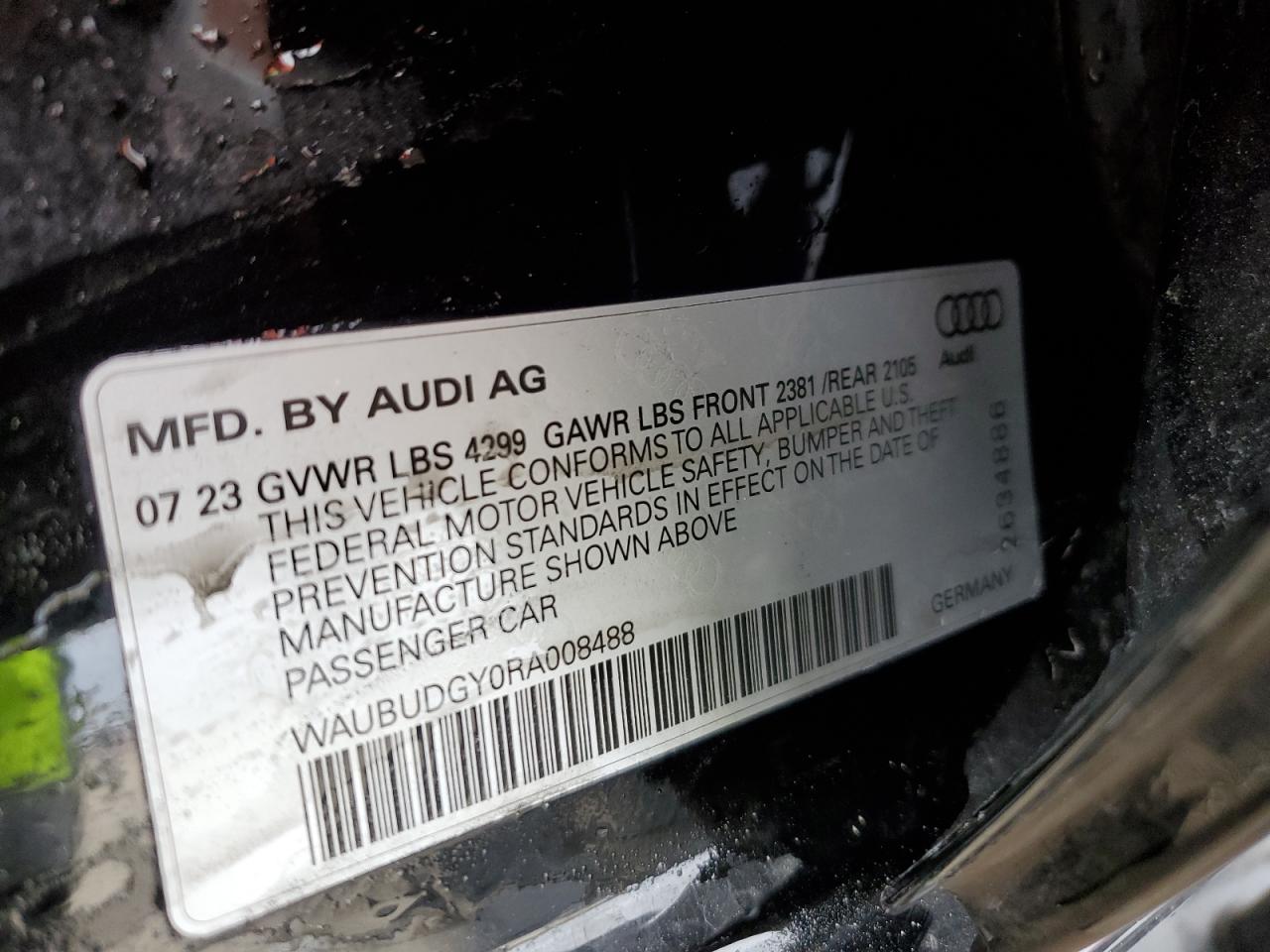 2024 Audi A3 VIN WAUBUDGY0RA008488 Copart auction photo, front end / minor dent/scratches damage thumbnail 13