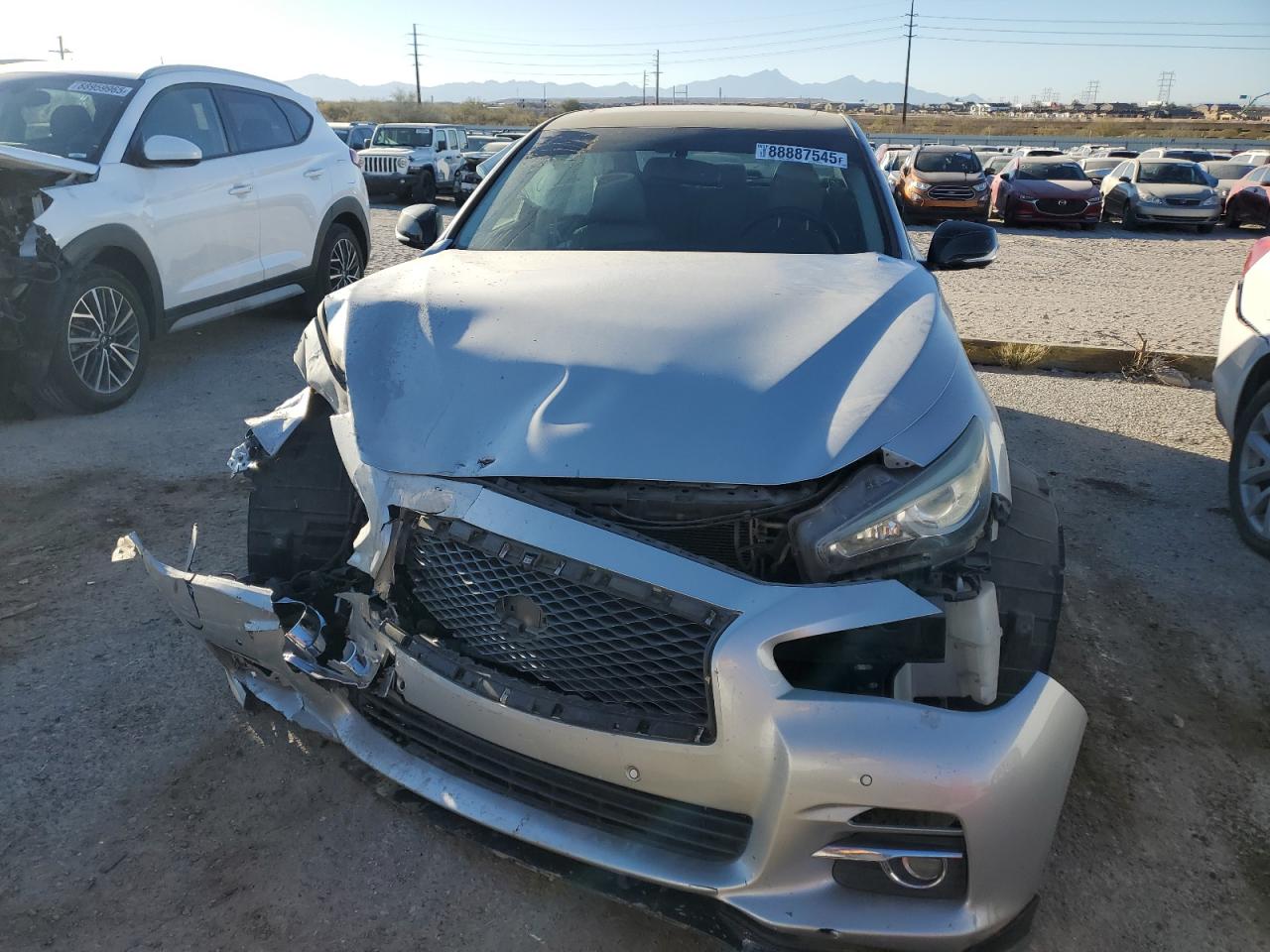 2014 Infiniti Q50 VIN JN1BV7AP4EM673553 Copart auction photo, front end / mechanical damage thumbnail 5