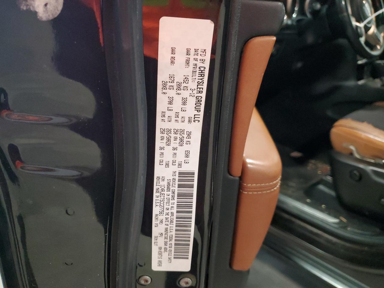 2012 Jeep Grand Cherokee VIN 1C4RJECT5CC277561 Copart auction photo, side damage thumbnail 13
