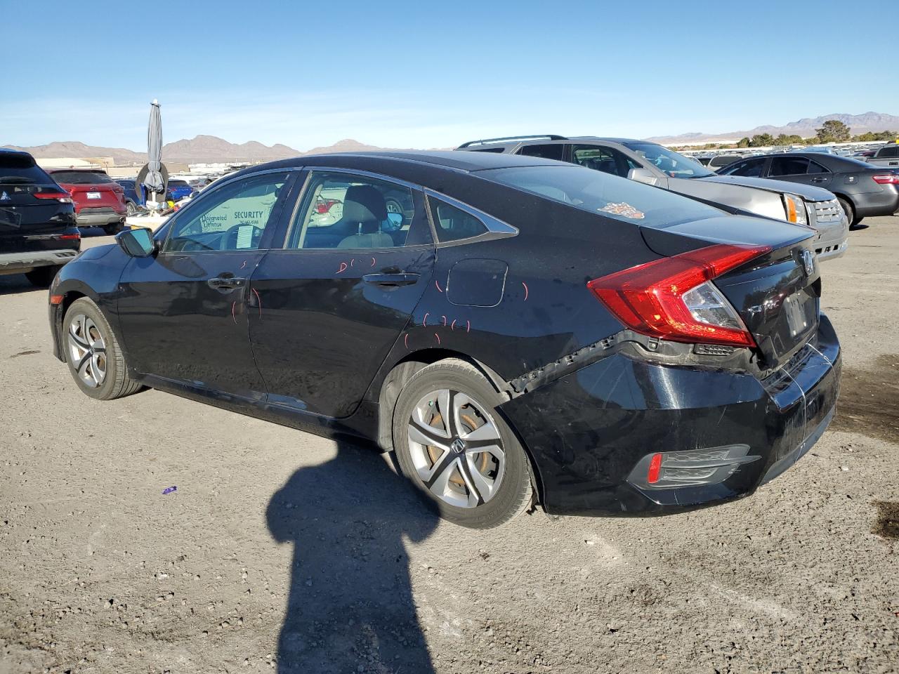 2016 Honda Civic VIN 19XFC2F59GE210596 Copart auction photo, side / rear end damage thumbnail 2