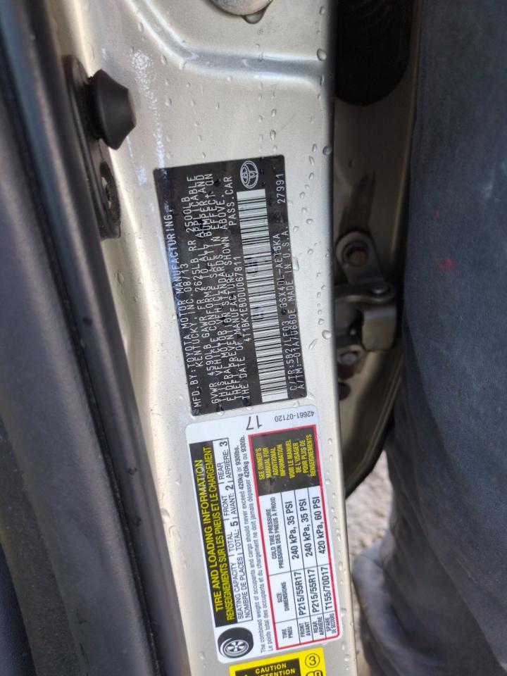 2013 Toyota Avalon VIN 4T1BK1EB0DU067811 Copart auction photo, front end / rear end damage thumbnail 13