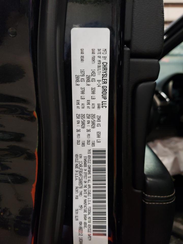 2015 Jeep Grand Cherokee VIN 1C4RJFBG4FC608578 Copart auction photo, front end / side damage thumbnail 15
