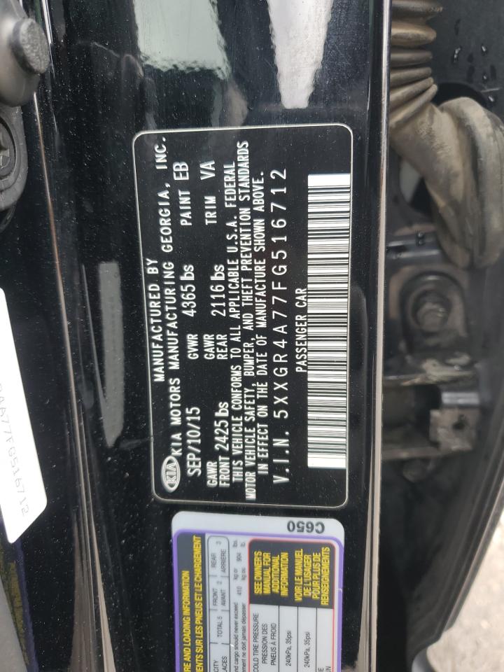 2015 KIA Optima VIN 5XXGR4A77FG516712 Copart auction photo, rear end / hail damage thumbnail 13