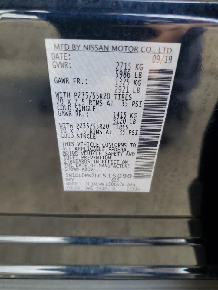 2020 Infiniti QX60 VIN 5N1DL0MN7LC515090 Copart auction photo, front end damage thumbnail 12