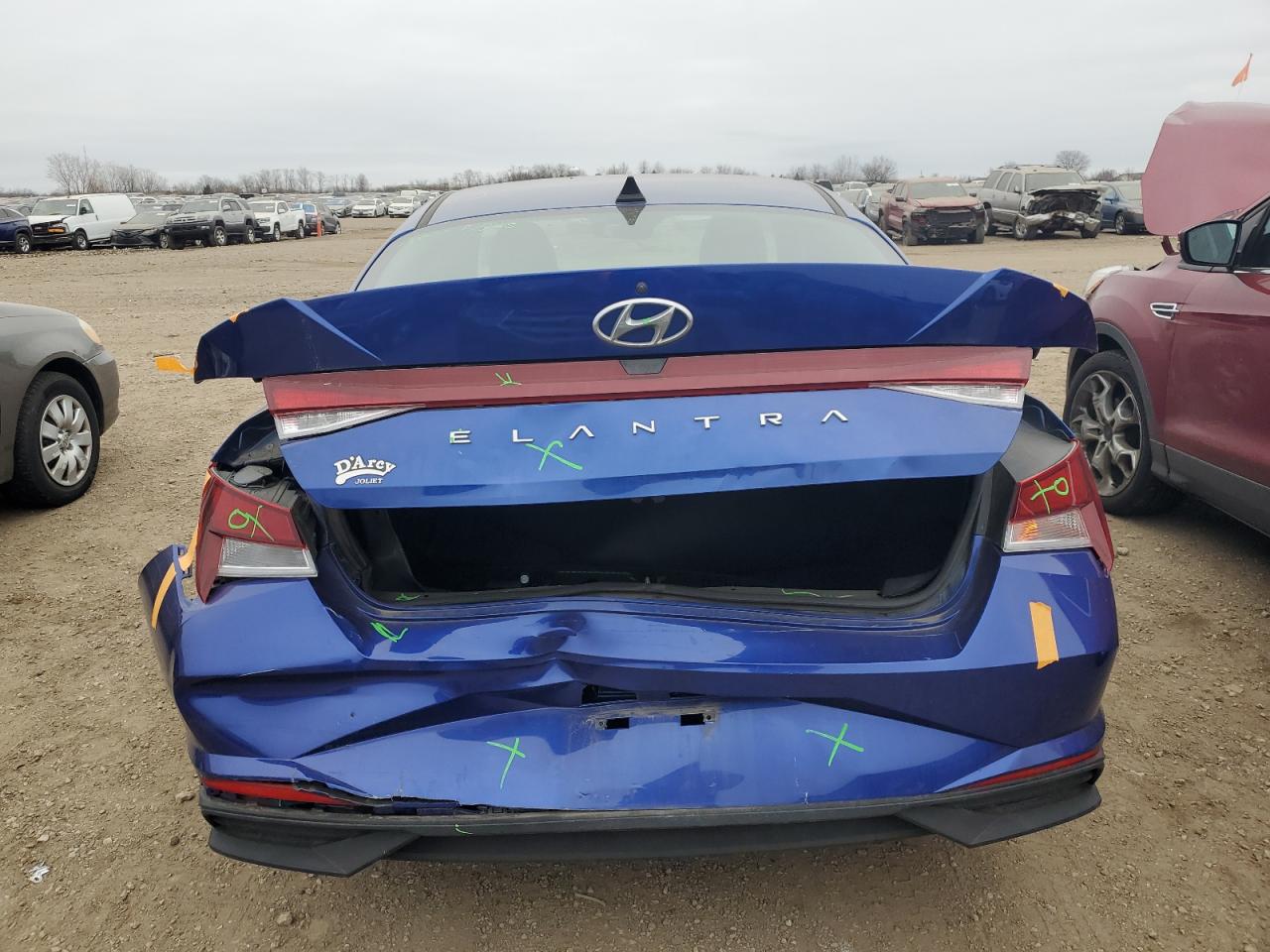 2021 Hyundai Elantra VIN 5NPLL4AGXMH033460 Copart auction photo, rear end / minor dent/scratches damage thumbnail 6