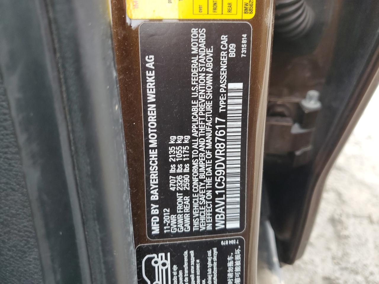 2013 BMW X1 VIN WBAVL1C59DVR87617 Copart auction photo, undercarriage damage thumbnail 12