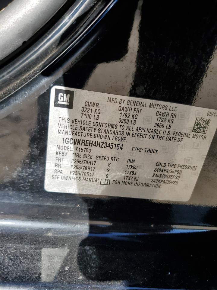 2017 Chevrolet Silverado VIN 1GCVKREH4HZ345154 Copart auction photo, front end / undercarriage damage thumbnail 12
