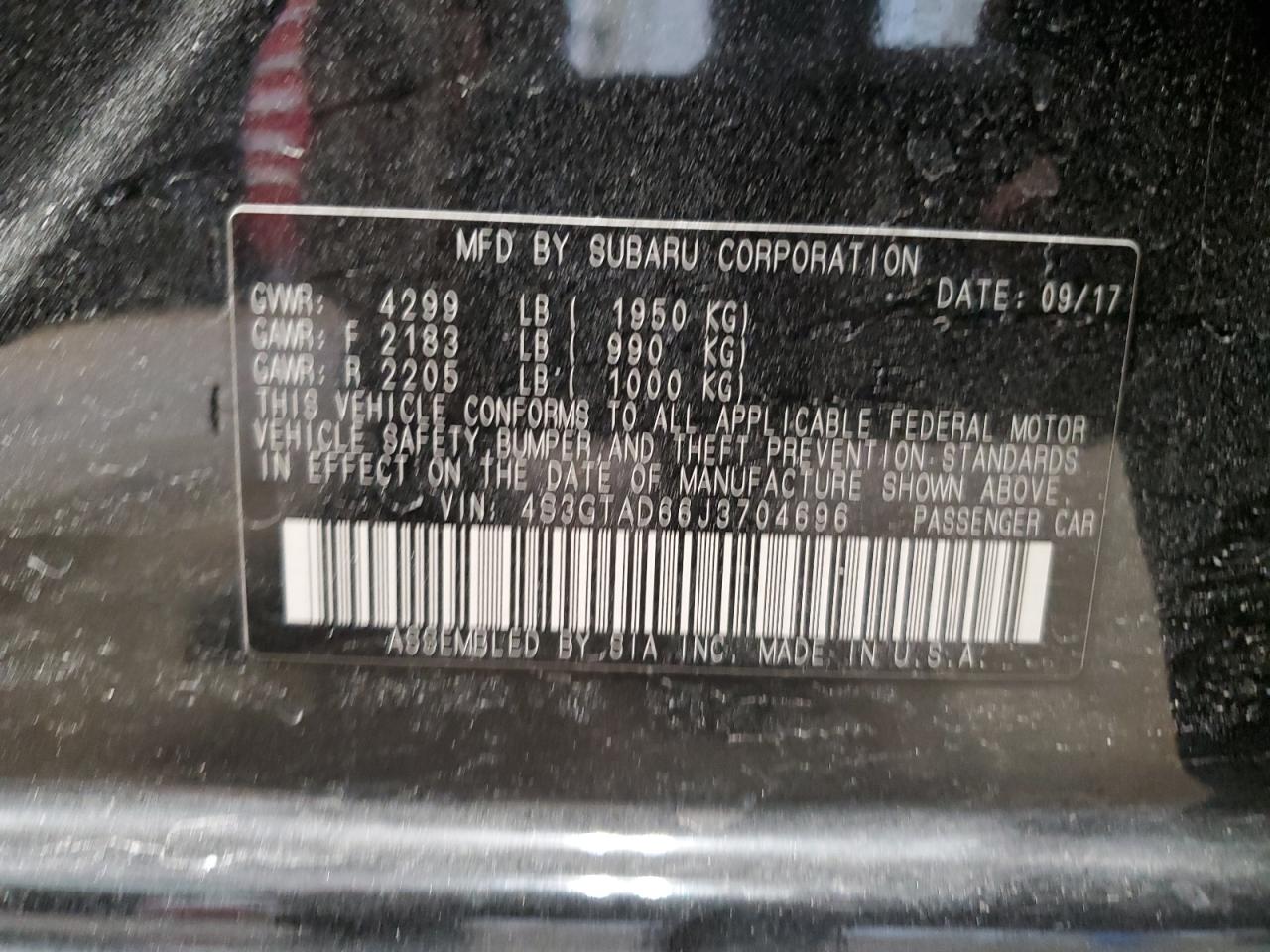 2018 Subaru Impreza VIN 4S3GTAD66J3704696 Copart auction photo, front end / side damage thumbnail 13