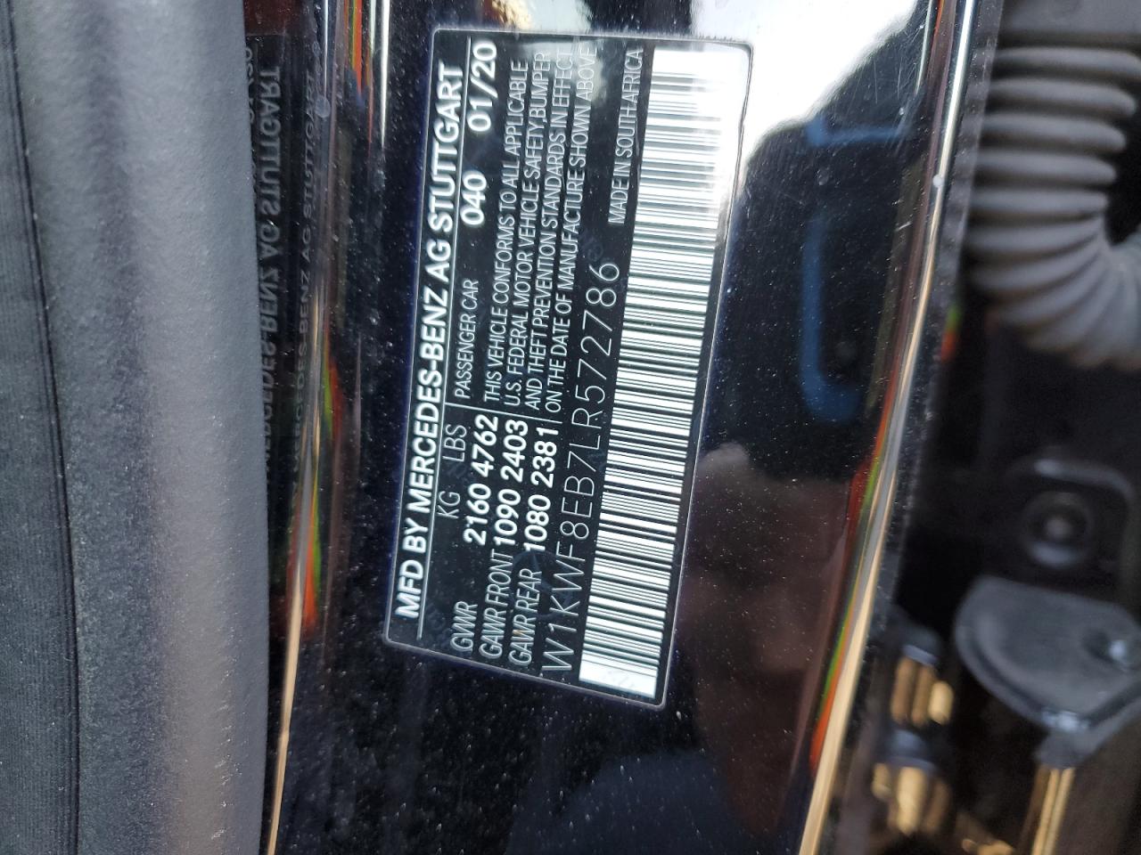 2020 Mercedes-Benz C-klasse VIN W1KWF8EB7LR572786 Copart auction photo, front end damage thumbnail 14