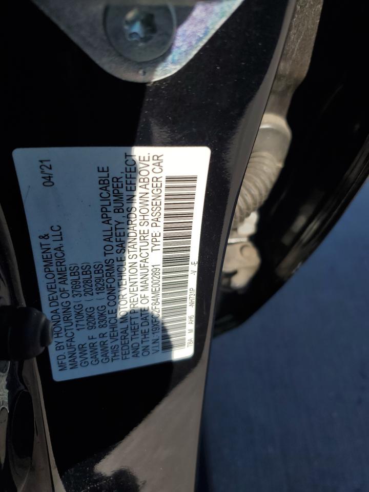 2021 Honda Civic VIN 19XFC2F84ME002891 Copart auction photo, front end damage thumbnail 12