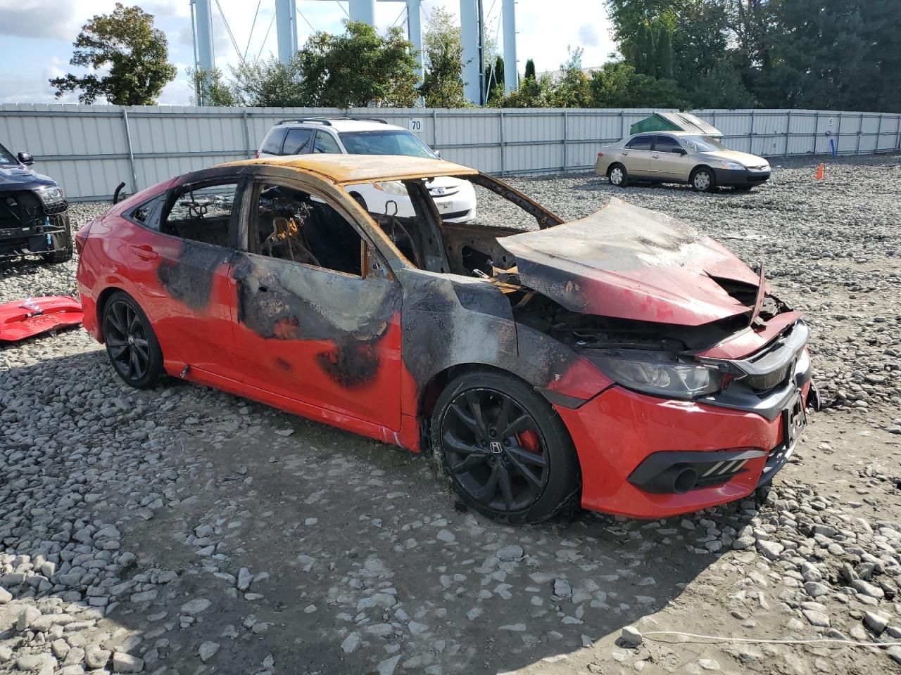 2018 Honda Civic VIN 2HGFC2F54JH587589 Copart auction photo, burn damage thumbnail 4