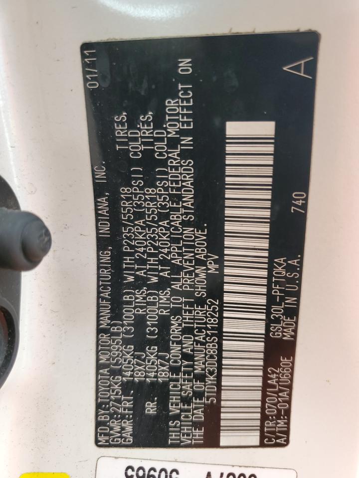 2011 Toyota Sienna VIN 5TDYK3DC8BS118252 Copart auction photo, front end damage thumbnail 14