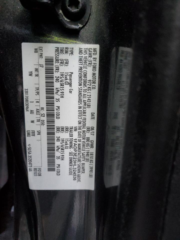 2017 Ford Focus VIN 1FADP3E23HL324536 Copart auction photo, rear end / front end damage thumbnail 12