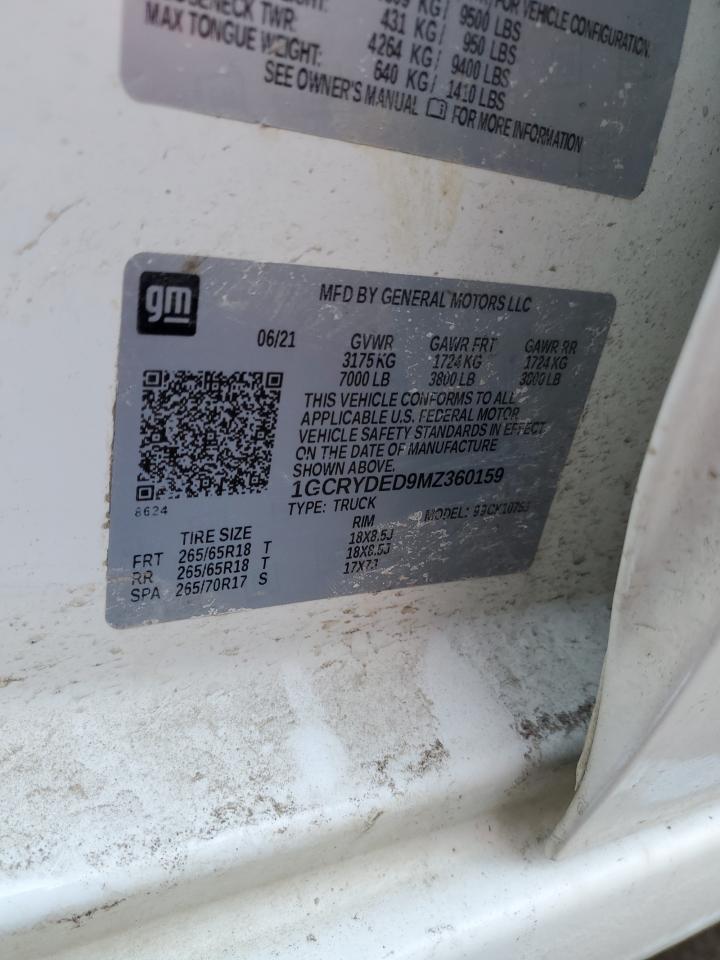 2021 Chevrolet Silverado VIN 1GCRYDED9MZ360159 Copart auction photo, burn - engine damage thumbnail 13
