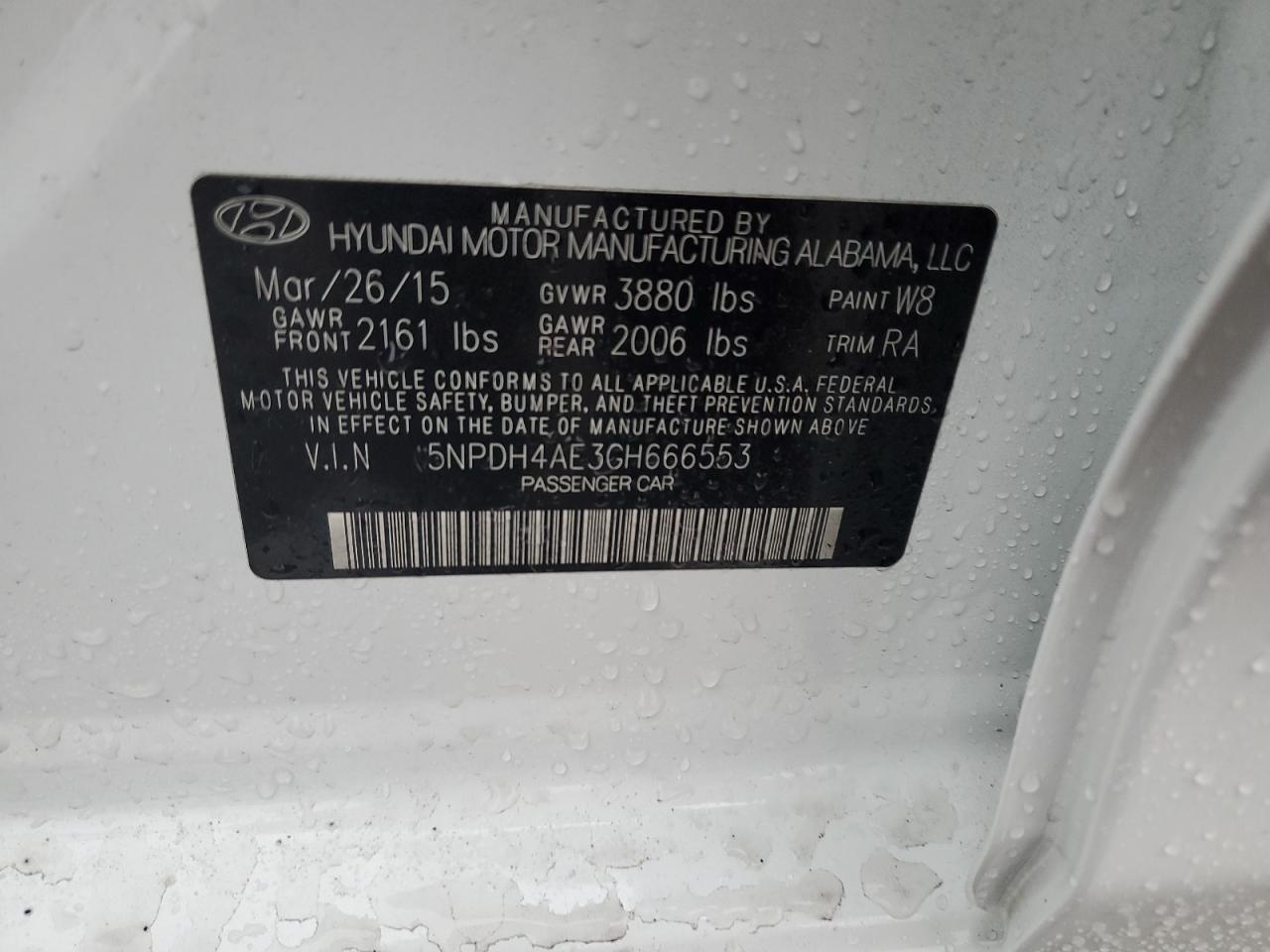 2016 Hyundai Elantra VIN 5NPDH4AE3GH666553 Copart auction photo, front end damage thumbnail 14