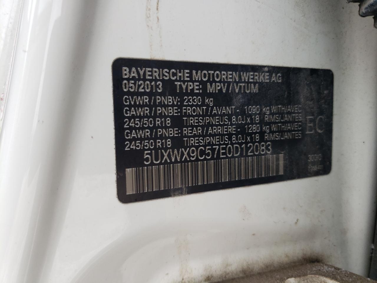 2014 BMW X3 VIN 5UXWX9C57E0D12083 Copart auction photo, mechanical damage thumbnail 13