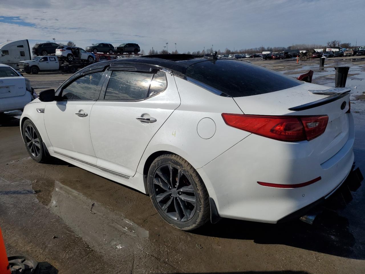 2014 KIA Optima VIN 5XXGR4A63EG276533 Copart auction photo, top/roof damage thumbnail 2