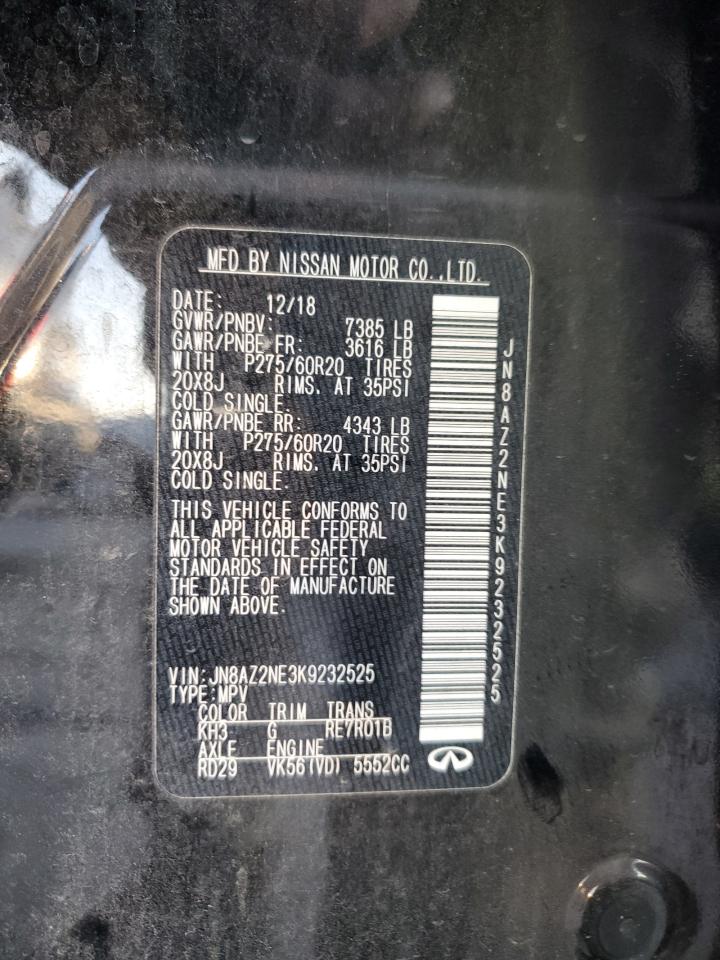 2019 Infiniti QX80 VIN JN8AZ2NE3K9232525 Copart auction photo, front end damage thumbnail 13