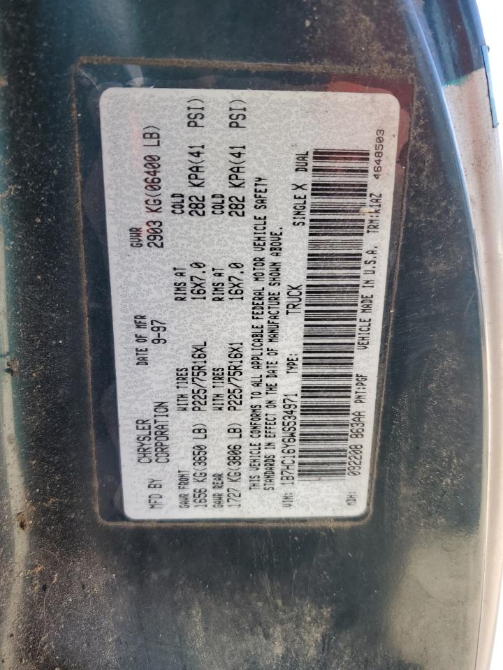 1998 Dodge RAM VIN 1B7HC16Y6WS534971 Copart auction photo, burn / minor dent/scratches damage thumbnail 12