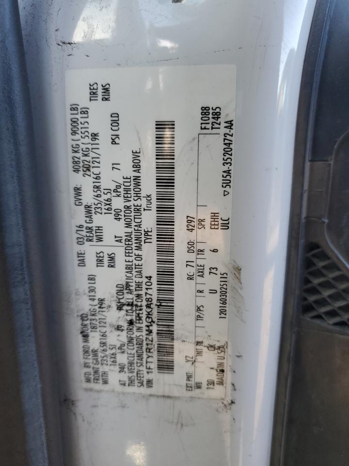 2016 Ford Transit VIN 1FTYR1ZM1GKA87104 Copart auction photo, front end damage thumbnail 13