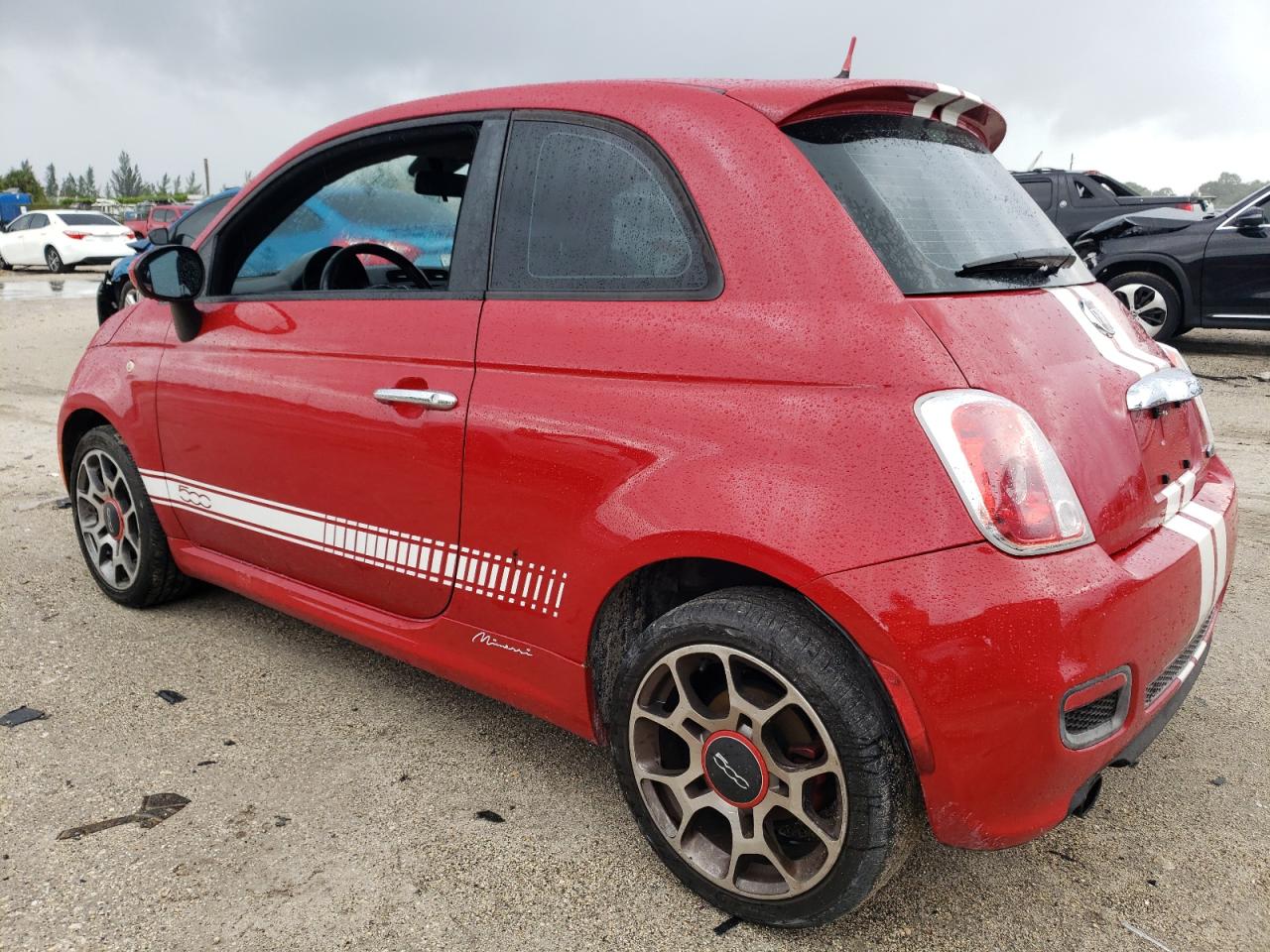 2013 Fiat 500 VIN 3C3CFFBR2DT726465 Copart auction photo, side / rear end damage thumbnail 2