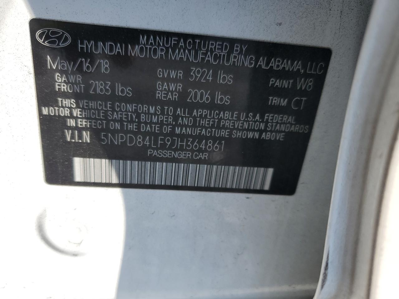 2018 Hyundai Elantra VIN 5NPD84LF9JH364861 Copart auction photo, rear end damage thumbnail 12