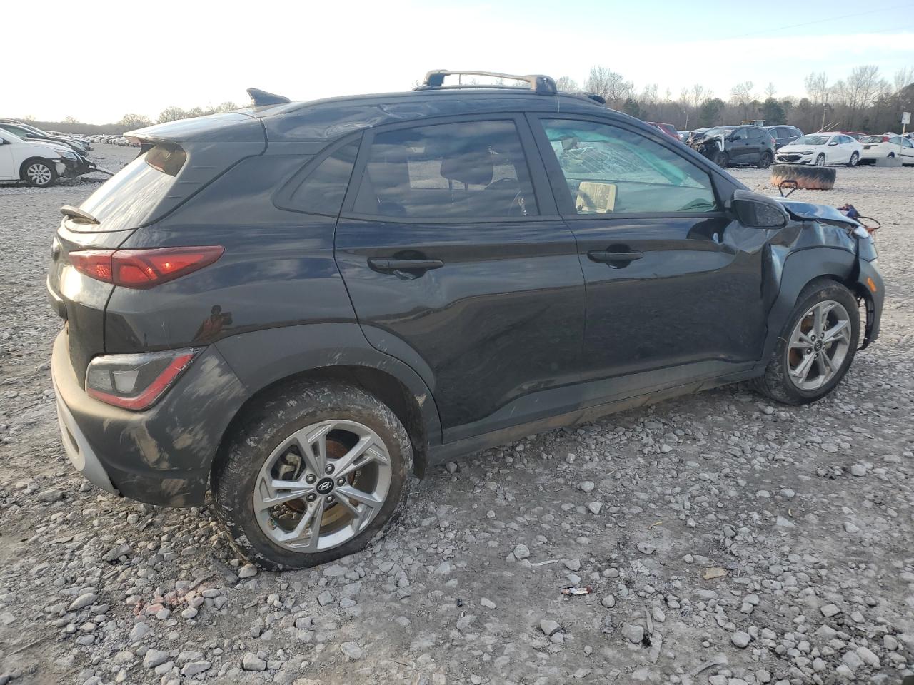 2023 Hyundai Kona VIN KM8K62AB4PU947091 Copart auction photo, side / front end damage thumbnail 3