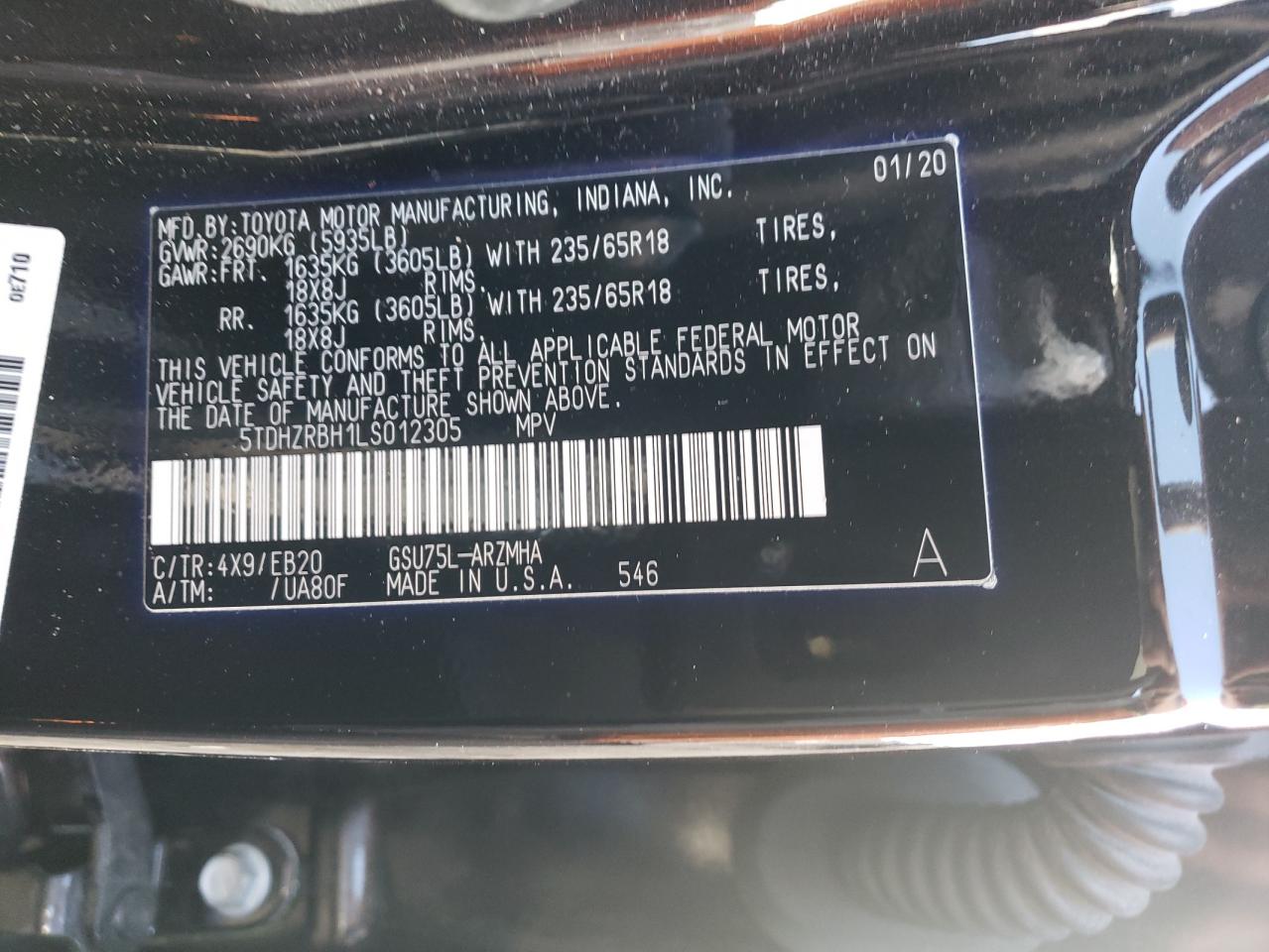 2020 Toyota Highlander VIN 5TDHZRBH1LS012305 Copart auction photo, all over / undercarriage damage thumbnail 16