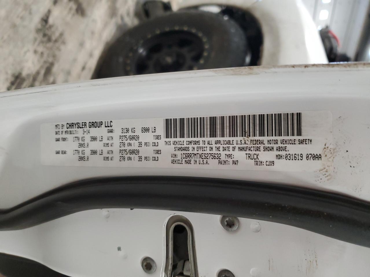 2014 RAM 1500 VIN 1C6RR7MTXES275632 Copart auction photo, front end damage thumbnail 12