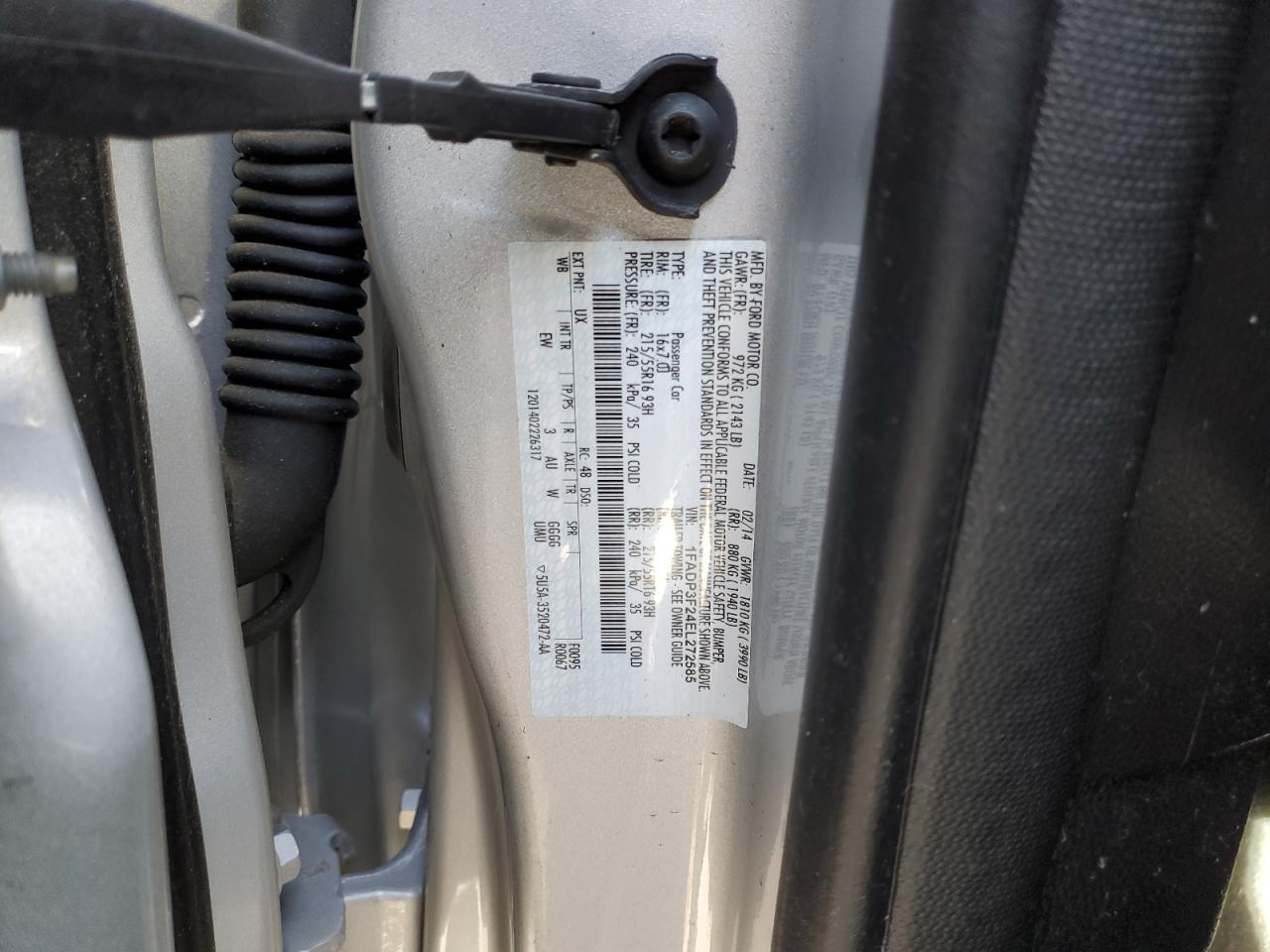 2014 Ford Focus VIN 1FADP3F24EL272585 Copart auction photo, front end damage thumbnail 15