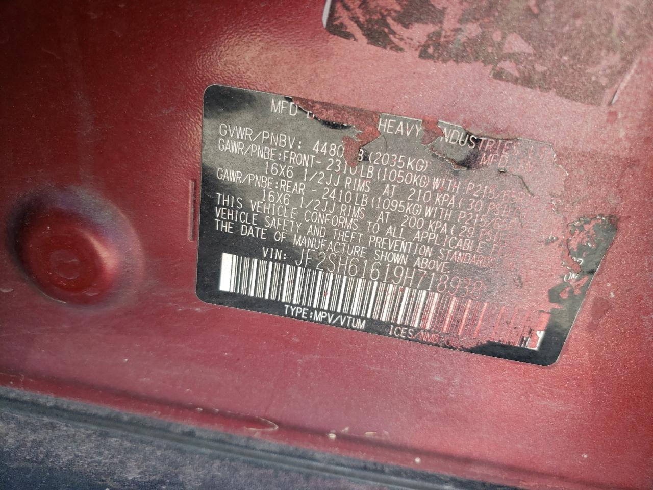 2009 Subaru Forester VIN JF2SH61619H718938 Copart auction photo, mechanical damage thumbnail 13