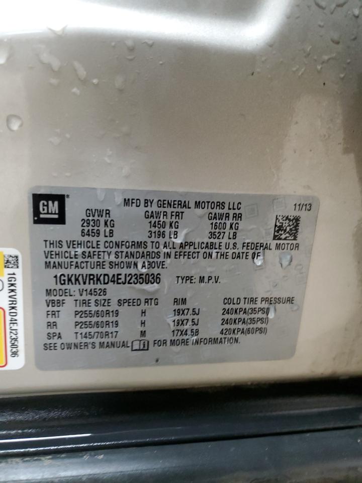 2014 GMC Acadia VIN 1GKKVRKD4EJ235036 Copart auction photo, front end / side damage thumbnail 14