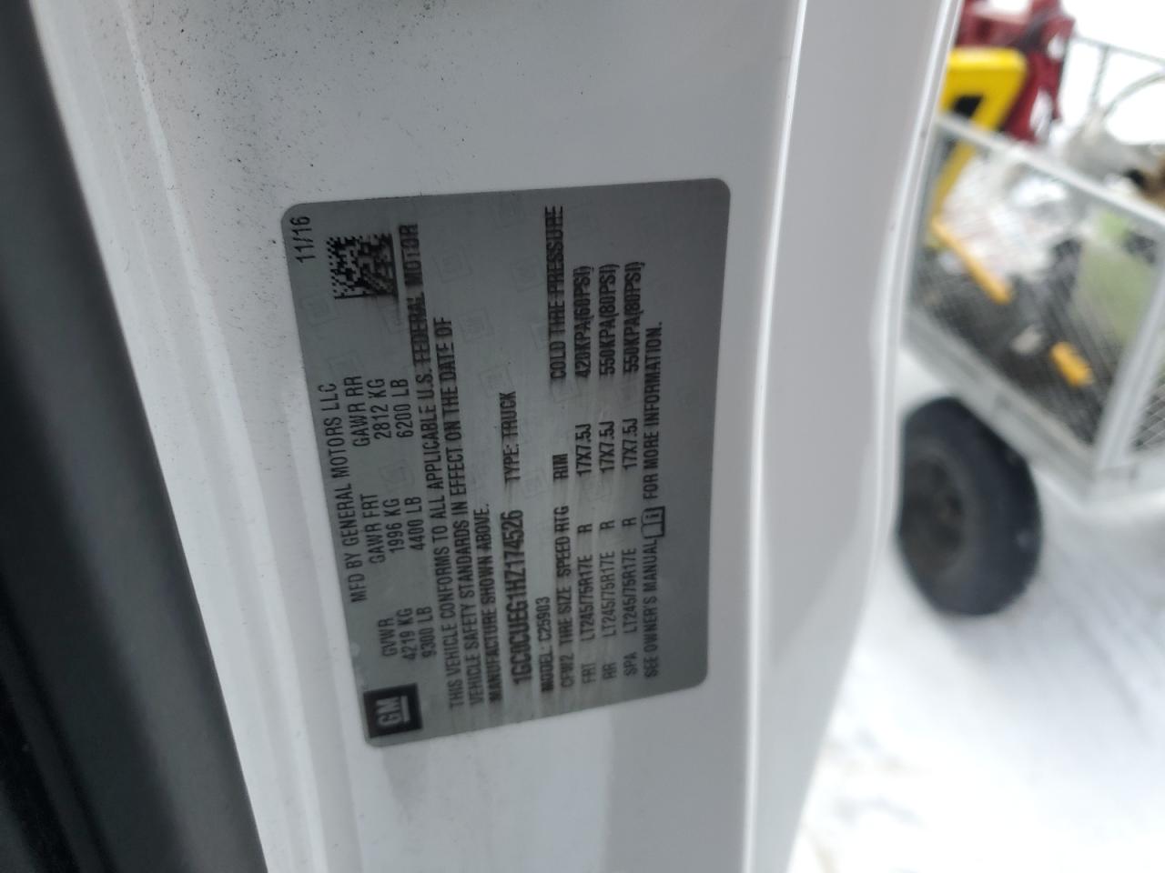 2017 Chevrolet Silverado VIN 1GC0CUEG1HZ174526 Copart auction photo, front end damage thumbnail 12