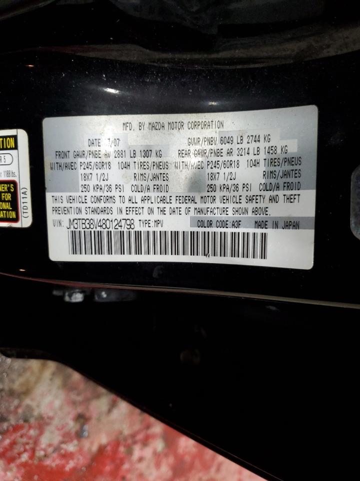 2008 Mazda CX-9 VIN JM3TB38V480124798 Copart auction photo, front end damage thumbnail 15