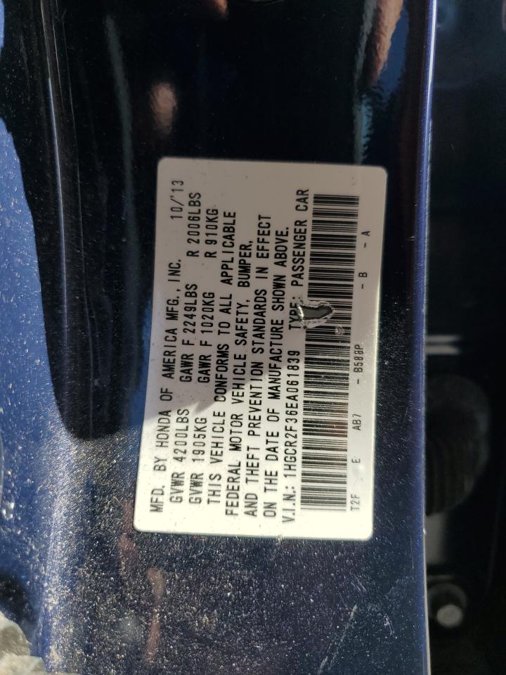 2014 Honda Accord VIN 1HGCR2F36EA061839 Copart auction photo, front end damage thumbnail 12