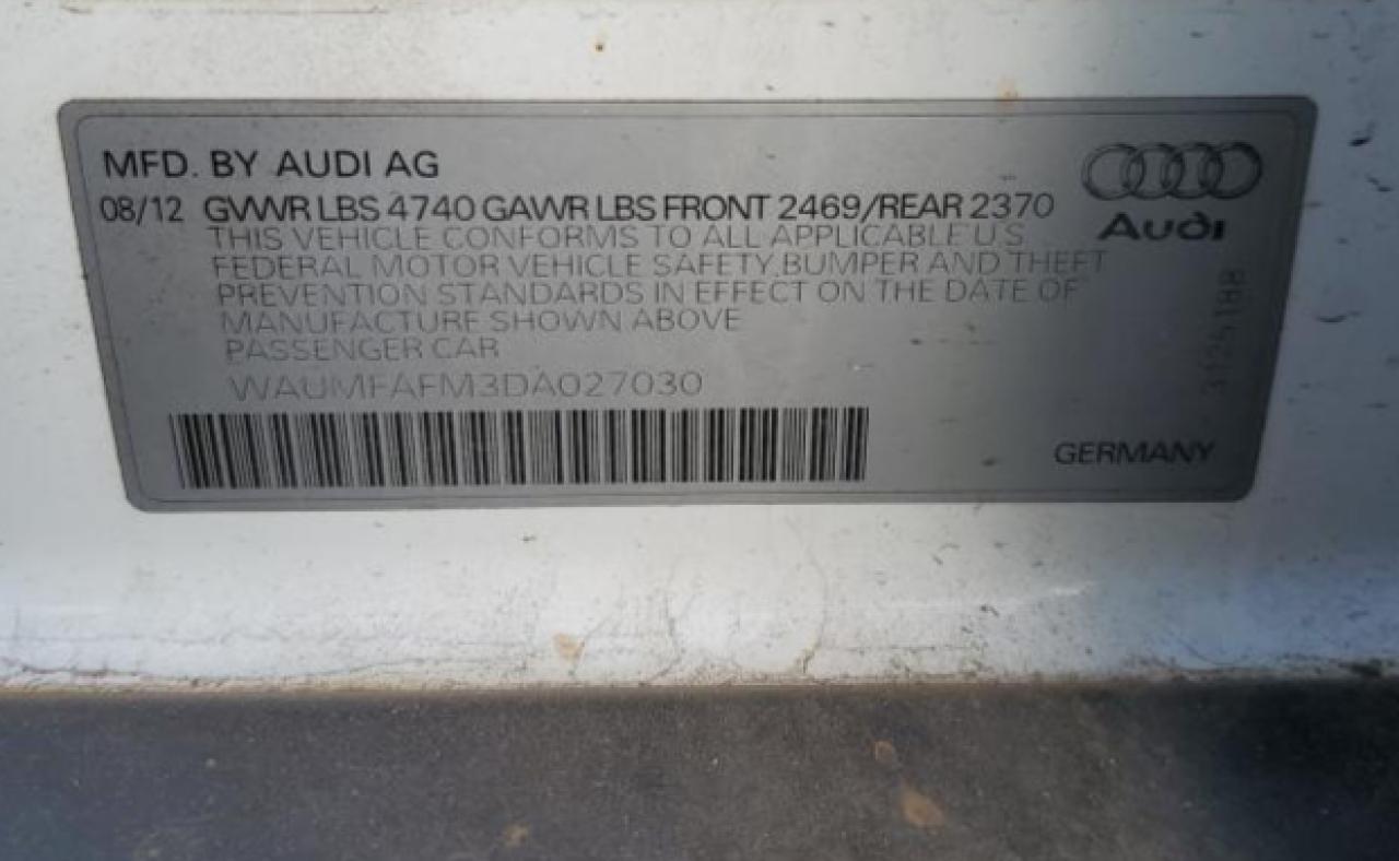 2013 Audi A3 VIN WAUMFAFM3DA027030 Copart auction photo, vandalism / rear end damage thumbnail 13