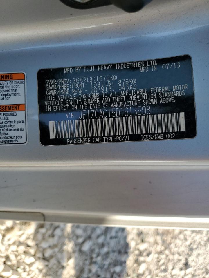 2013 Subaru BRZ VIN JF1ZCAC15D1613598 Copart auction photo, front end damage thumbnail 14