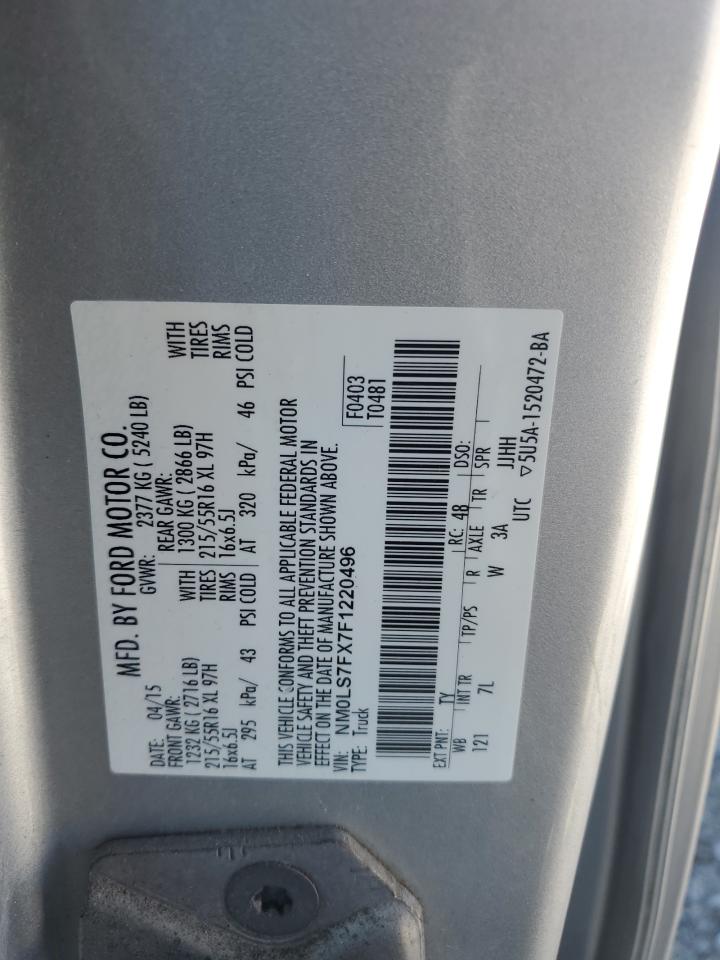 2015 Ford Transit VIN NM0LS7FX7F1220496 Copart auction photo, front end / rear end damage thumbnail 14
