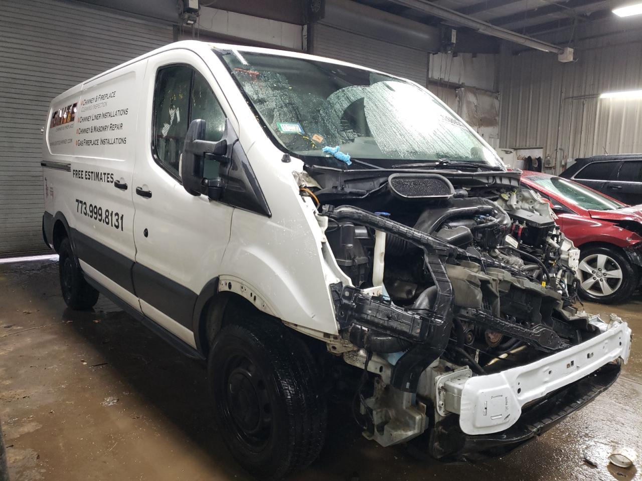 2015 Ford Transit VIN 1FTYR1YM7FKB00860 Copart auction photo, front end / side damage thumbnail 4